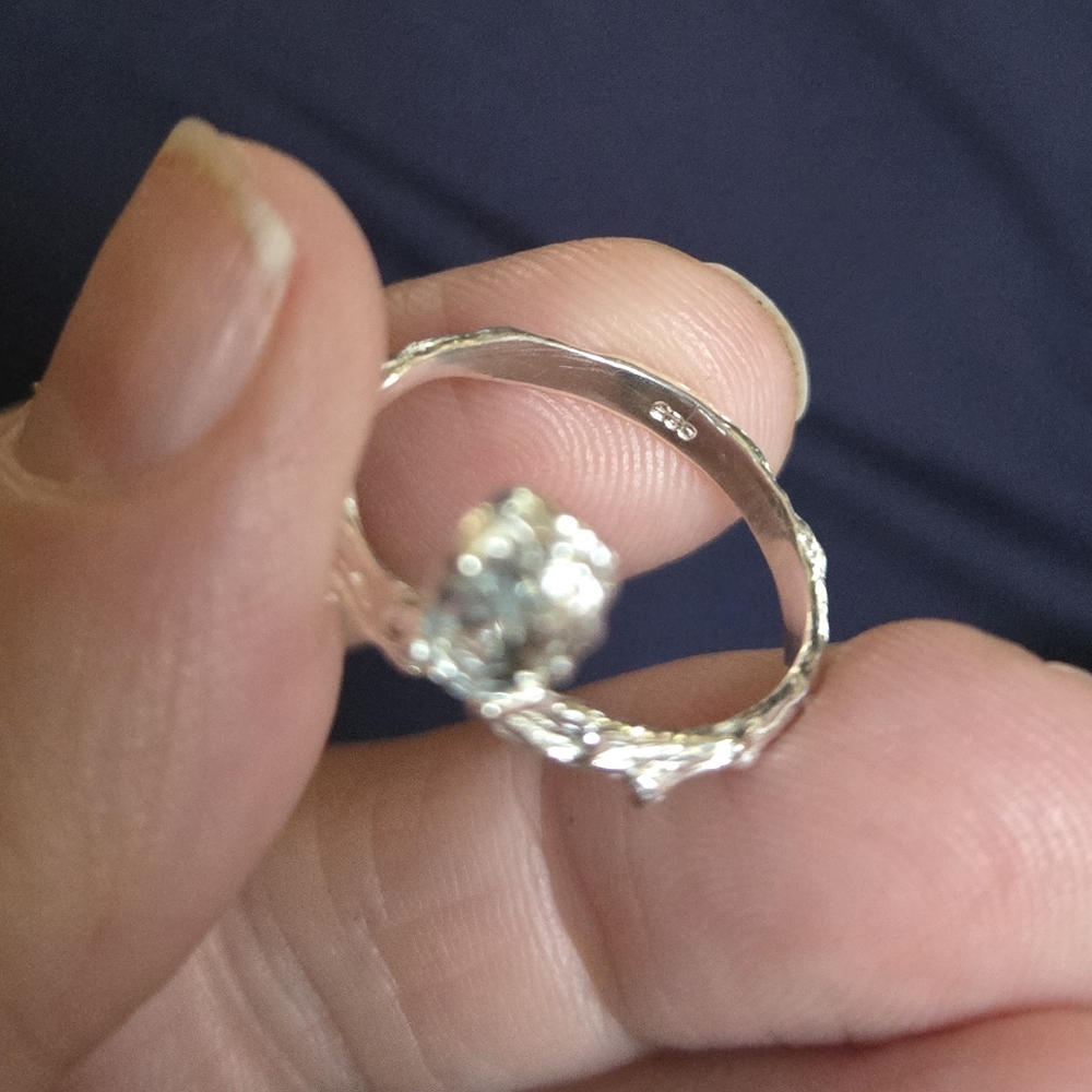Blue Topaz Natural Gem Sterling Teardrop Ring Sz8.75 - Picture 7 of 7